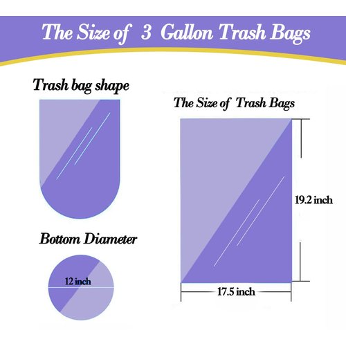 3 Gallon 180pcs Small Multi Trash Bags Strong Garbage Bags, Bathroom Trash Can Bin Liners, Plastic Bags for Office, Waste Basket Liner, Fit 10-13 Liter, 2.6,3,Gal（3M180-6M)
