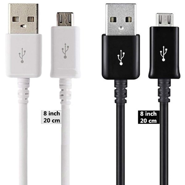 Short MicroUSB Cable Compatible with Your Motorola Moto G4 Play with High Speed Charging 2 Pack. (1Black,1White, 20cm 8in)