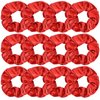 12 Pcs Shiny Metallic Cheer Dance Hair Scrunchies For Thick Hair School Performance/Sports/Practice/Party/Gymnastics Scrunchie Ponytail Holder Wrist for Girls Cosplay Show (Red)