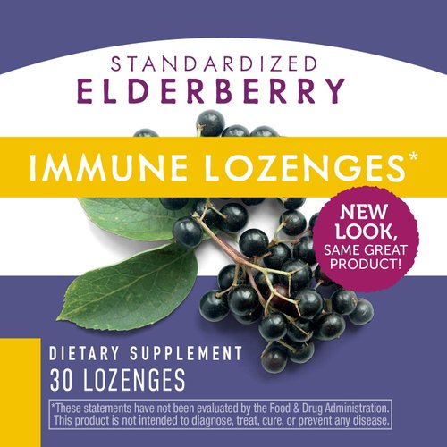 Nature's Way Sambucus Immune Elderberry Lozenges* with Vitamin C, Echinacea, & Zinc, 30 Lozenges