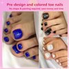 AddFavor Press on Toenails, 288pcs Solid Color Glossy Fake Toenails Press on Short Full Cover Acrylic Press on Toe Nails Artificial Fake Toe Nail Tips Kit with Nail Glue for Women and Girls