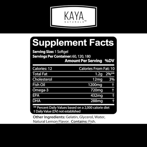 Kaya Naturals Omega 3 Supplement | Nature Made Omega 3 Fish Oil - 100% Pure Sea-Harvested Pelagic Fish Oil with No Fishy Aftertaste - Omega 3 Vitamins | Fish Oil - 60 Count Softgels