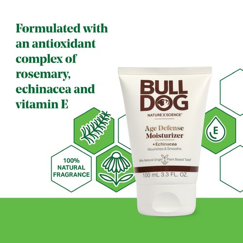 BULLDOG Mens Skincare and Grooming Face Moisturizer Age Defense, 3.3 Fluid Ounce