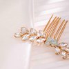Foyte Bride Wedding Hair Comb Crystal Hair Piece Rhinestone Bridal Hair Side Comb Opal Gold Hair Accessories for Women and Brides