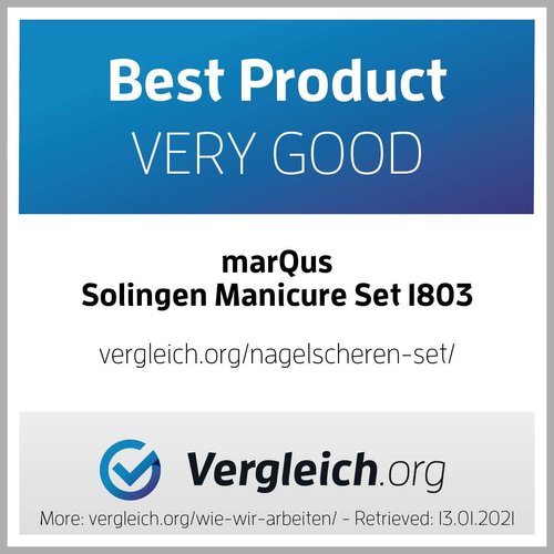 marQus Manicure Set Solingen Made in Germany - 7 piece stainless steel exclusive finger & toe nail clippers set in real leather case, made in Solingen Germany* (except for clippers)