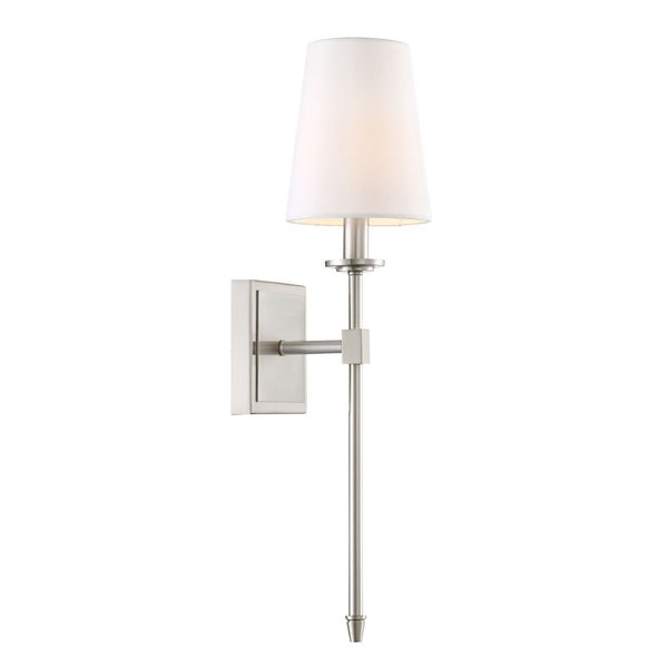 Kira Home Torche 20" Wall Sconce/Wall Light + Linen Shade, Brushed Nickel Finish