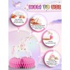Adeyoo 9 PCS Unicorn Rainbow Honeycomb Centerpieces,Unicorn Centerpiece for Table Birthday Party Decorations Pastel Table Topper Centerpiece for Girls Princess Theme Birthday Baby Shower Party Decor