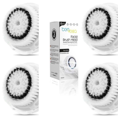 benvesa Sensitive Replacement Facial Cleansing Brush Head, 4 Pack, (BSE-4)