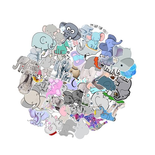 Cute Stickers Elephant Stickers Waterproof Vinyl Stickers Scrapbooking Stickers Scrapbook kit for Skate, Moto, Luggage, Water Bottles, Guitar