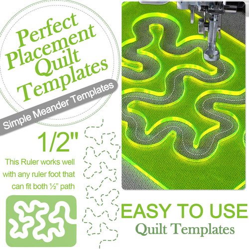 Using Quilting Templates Rulers,Quilting Templates for Machine Quilting,Simple Meander Quilting Supplies,Free Motion Quilt Templates