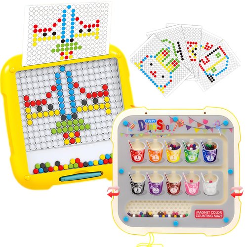 2 in 1 Magnetic Drawing Board & Magnetic Color and Number Maze, Magnetic Board for Kids with Magnet Pen, STEM Puzzle Activity Game Board, Learning Education Toys for Preschoolers - Magnetic Number