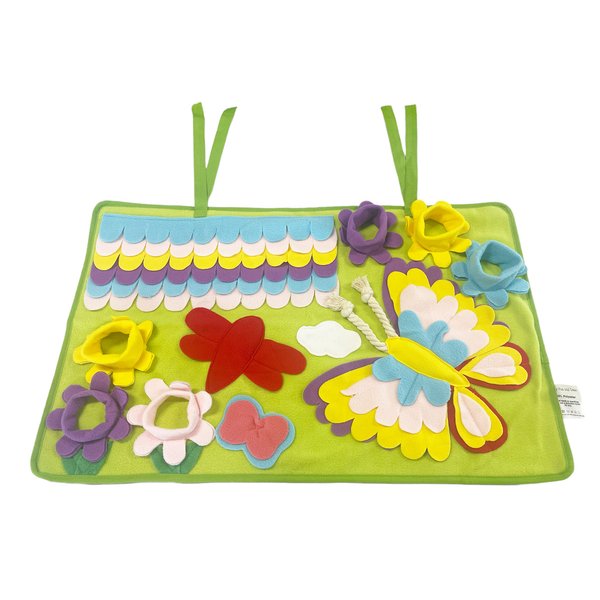 Butterfly Snuffle Mat with Crinkle Squeaker and Rope for Dogs Pigs Cats Rabbits Small Animals Forraging Toy