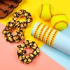 WILLBOND 20 Pcs Softball Volleyball Party Favors Set Include 10 Sport Hair Scrunchies Elastic Hairband Girl Hair Tie Sport Themed 10 Silicone Adjustable Charm Bracelet Teens(Softball Pattern)