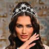 GORTIN Star Moon Crown Headband Silver Bride Wedding Headband Rhinestone Tiara Goddess Headpiece Bridal Hair Accessories for Women