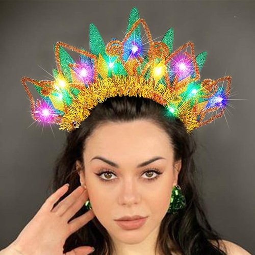 BARTOSI Light Up Headbands LED Headpiece Flash Glow Hair Band Rave Party Costume Headwear Hair Accessories for Women and Girls