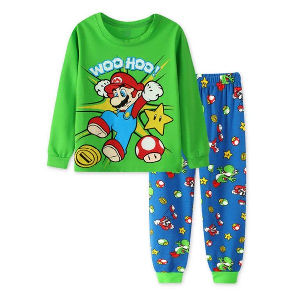 youenyou Boys Long Sleeve Rocket Dinosaur Pajamas Sets Pjs Cotton Sleepwear Infant Kids (Mario, 6T, 6_years)