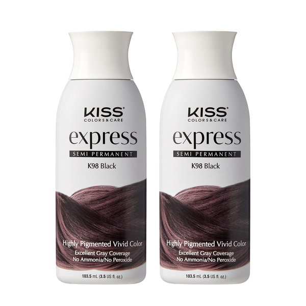 Kiss Express Semi-Permanent Hair Color 100mL (3.5 US fl.oz) (2 Count, Black)