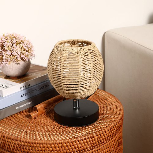 DOITOOL Retro Rattan Woven Pendant Light Cover, Boho Handwoven Rattan Natural Light Fixture, Bulb Guard Lamp Cage for Pendant Light, Lamp Holder, Ceiling Fan Light Bulb (Random Khaki Dark/Light)