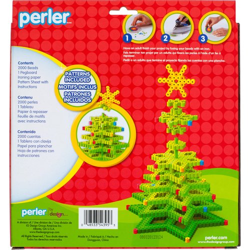 Perler 3D Christmas Tree Fuse Bead Craft Kit, 8.75" x 8" x 2", Multicolor 2004 Piece
