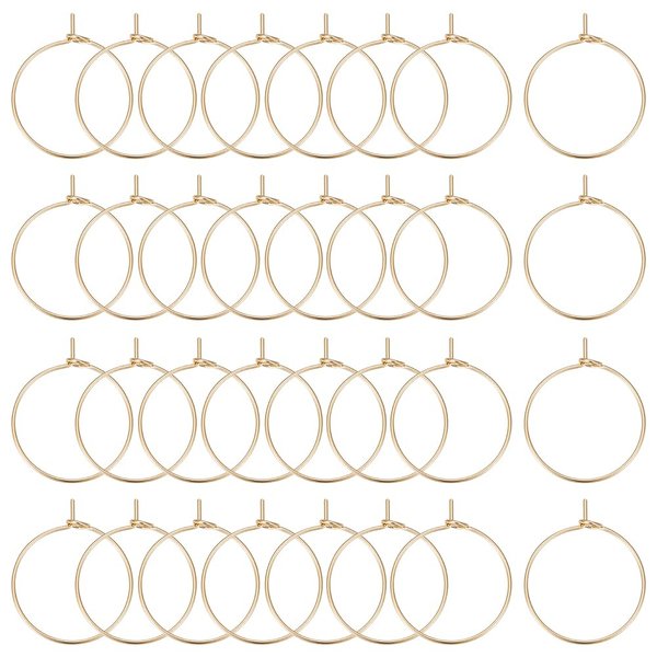 Beebeecraft 1 Box 100Pcs Hoop Earring Findings 18K Gold Plated 20mm Wine Glass Charms Rings with 0.7mm Pin DIY Earring Beading for Hoop Earrings Making