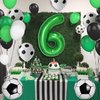 6th Birthday Soccer Balloons Arch,6th Soccer Garland Kit with Green Number 6 Balloon Football Balloons Soccer Mylar Foil Balloons for Boys Kids 6th Birthday Soccer Theme Party Decorations