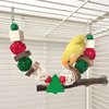 Luhaomisky 1Pc Multicolor Bird Chew Toys,Parrots Chewing Toy Colorful Teeth Grinding Rattan Ball Wooden Christmas Parrot Chewing Foraging Toys for Hamster Rabbit Easy to Install,Pet Supplies