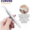 SIVOTE Eyelash Tweezers, 2-Pack, Hand Calibrated Straight and Curved Tips, Stainless Steel Lash Tweezers for Eyelash Extensions, Matte Silver
