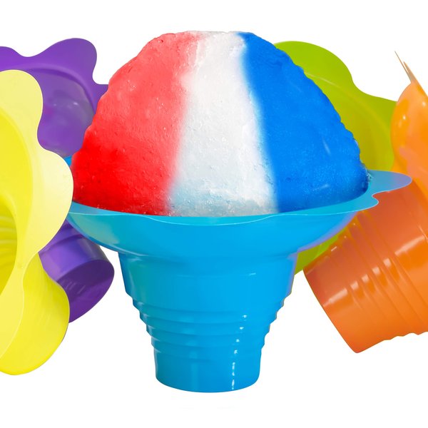 Leak Proof & Drip Catching, Super Cute Reusable 4oz Flower Snow Cone Cups 10 Pk, Colorful Easy Grip Bowls Perfect for Birthday Party, Summer Cookout, Shaved Ice, Snack, Ice Cream, Standalone Design