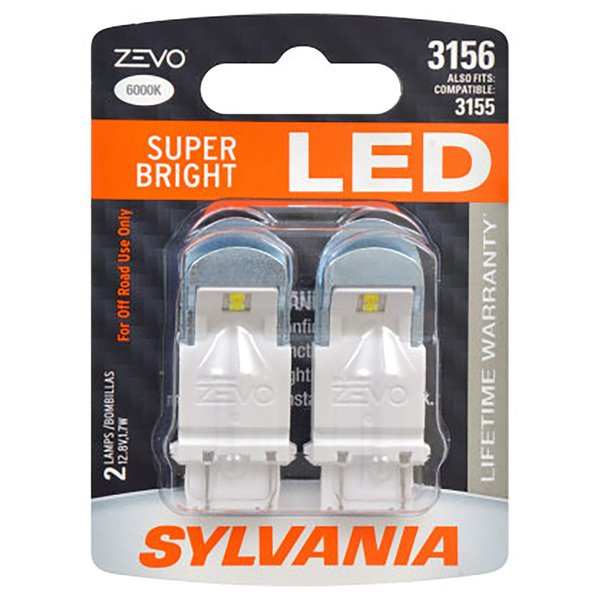 SYLVANIA - 3156 ZEVO LED White Bulb - Bright LED Bulb, Ideal for Daytime Running Lights (DRL) and Back-Up/Reverse Lights (Contains 2 Bulbs)