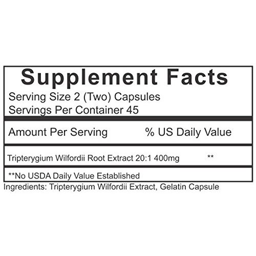 Thunder God Vine Root 20:1 Supplement – Tripterygium Wilfordii Herbal Supplement – 200mg Capsules with Lei Gong Teng Extract – Thunder God Vine Extract with Triptolide – 90 Capsules