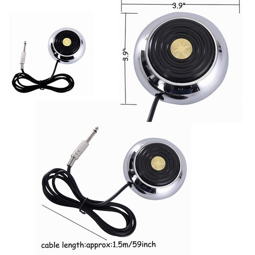 Tattoo Foot Pedal,Round Stainless Steel Tattoo Foot Pedal Gem Style 360 Degree Switch With 5” ft Clip Cord for Tattoo Machine Power Supply Tattoo Kits Tattoo Supplies