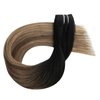 FUBILI Clip in Human Hair Extensions Balayage Natural Black to Chocolate Brown Mix Caramel Blonde Ombre Real Hair Clip on Extensions 20 Inch Natural Hair Extensions 30g 5Pcs