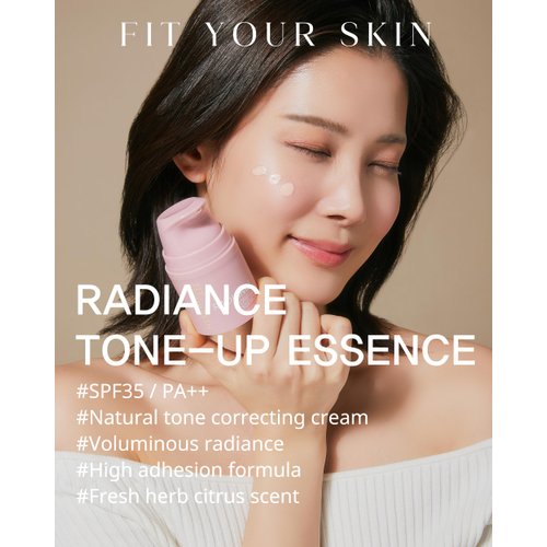FIT YOUR SKIN Radiance Tone-Up Essence - Korean Tinted Moisturizer - Even Skin Tone, Natural Coverage, Lightweight - Pink Beige Makeup Base - Healthy Glow Skin, 1.01 fl.oz.