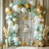 PartyWoo Boho Green and Gold Balloons, 140 pcs Boho Green and Chrome Gold Balloons Different Sizes Pack of 18 Inch 12 Inch 10 Inch 5 Inch for Balloon Garland as Birthday Decorations, Party Decorations