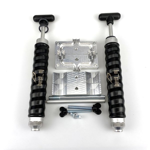 2 x 45 Milliliter Aluminum Twin Dual Injector Mixing Set for Soft Plastic Fishing Lure Mold