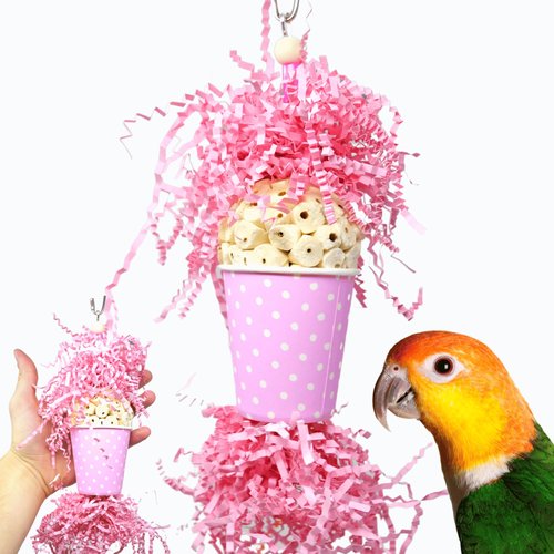 Bonka Bird Toys Spotty Sola Foraging Medium Parrot Cage Toy, Pionus, Ringneck, African Grey, and Similar Sized Birds (2371 Pink)