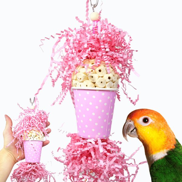 Bonka Bird Toys Spotty Sola Foraging Medium Parrot Cage Toy, Pionus, Ringneck, African Grey, and Similar Sized Birds (2371 Pink)