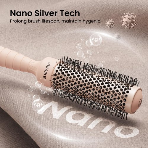 AIMIKE Round Brush for Blow Out, Small Round Hair Brush w/Nano Ion Thermal Ceramic Tech, Professional Round Brush for Blow Drying & Styling, Maximum Volume and Shine, Barrel 1.3 inch