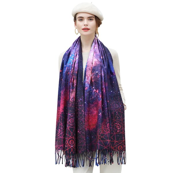 RIIQIICHY Pashmina Shawls and Wraps for Evening Dresses Fall Winter Scarfs for Women Blanket Scarf Painting Printed Scarves