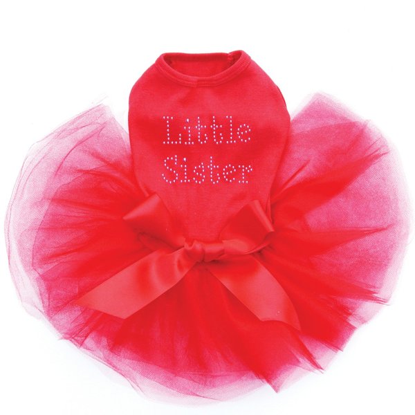 Little Sister - Fuchsia - Dog Tutu Dress, S Red