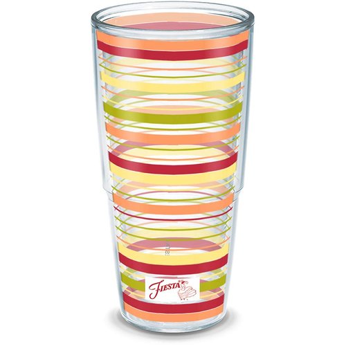 Tervis Made in USA Double Walled Fiesta Insulated Tumbler Cup Keeps Drinks Cold & Hot, 24oz - No Lid, Sunny Stripes