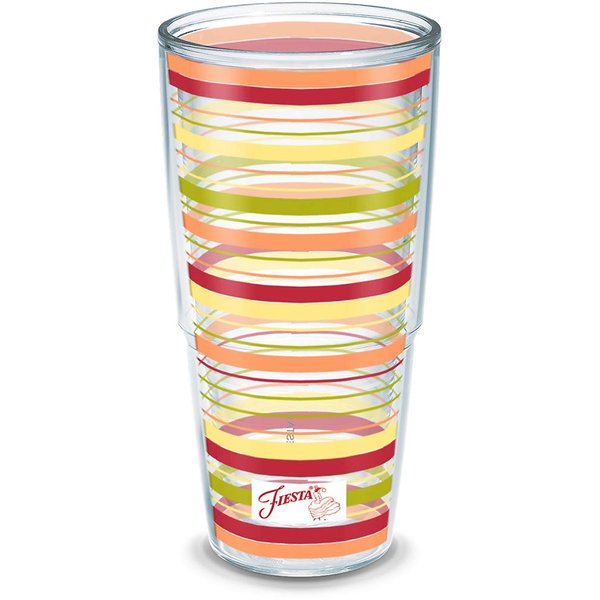 Tervis Made in USA Double Walled Fiesta Insulated Tumbler Cup Keeps Drinks Cold & Hot, 24oz - No Lid, Sunny Stripes