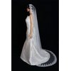 Bridal Wedding Mantilla Veil Ivory 1 Tier Long Cathedral Length With Lace Edge