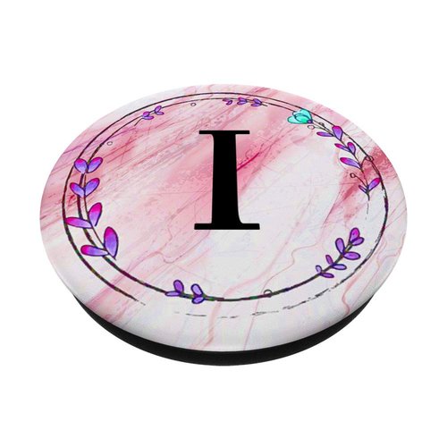 Cell Phone Pop Out Holder,Pink Purple Blue Flower Letter I PopSockets Grip and Stand for Phones and Tablets