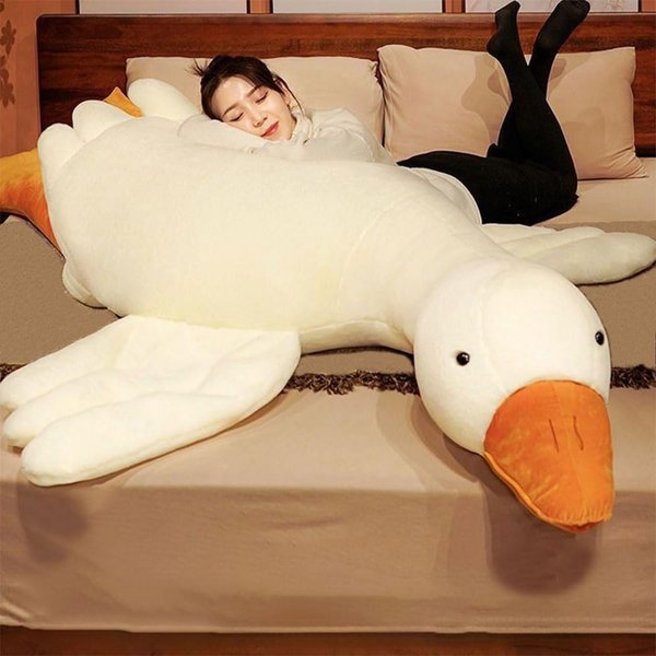 Giant White Goose Plush-51 in Soft Furry Swan Stuffed Animal Pillow,Huge Goose Plush Hugging Pillow Gifts for Every Age (51 in)