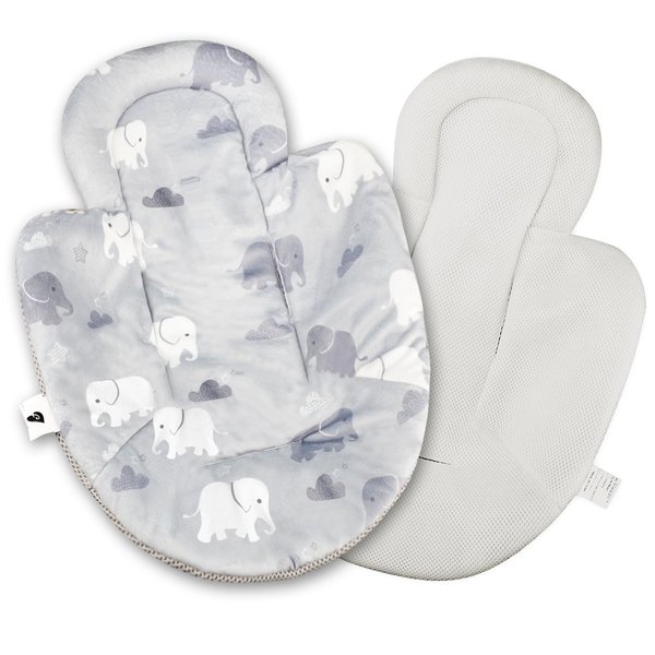 TANOFAR Infant Insert Compatible with 4Moms MamaRoo and RockaRoo Swing, Reversible Design, Plush Soft Fabric Reverses to Breathable Cool Mesh, Newborn Insert with Head and Body Support, Elephant
