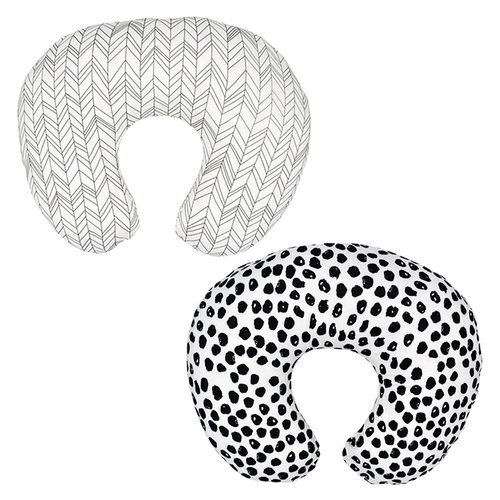 Nursing Pillow Covers for Breastfeeding Pillow, 2 Pack Soft and Stretchy Breastfeeding Pillow Covers for Breastfeeding Mom, Cozy Nursing Slipcover for Boys and Girls (Geometry &Leopard)
