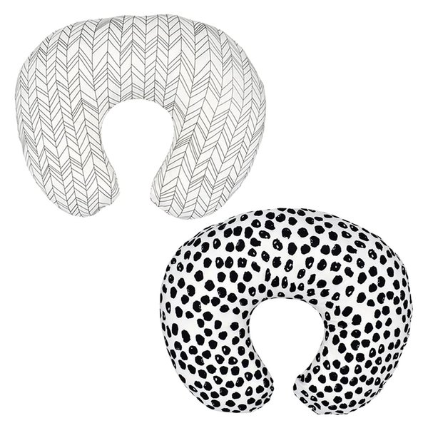 Nursing Pillow Covers for Breastfeeding Pillow, 2 Pack Soft and Stretchy Breastfeeding Pillow Covers for Breastfeeding Mom, Cozy Nursing Slipcover for Boys and Girls (Geometry &Leopard)