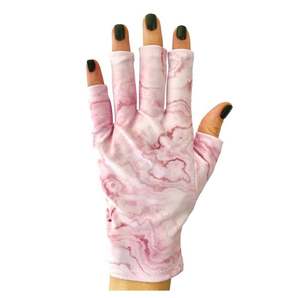 ManiGlovz - The Original Anti UV Gel Manicure Gloves, Fingerless Gloves for Nail Lamp Radiation, UPF 50+ UV Nail Lamp Gloves, Chic, Lightweight & Comfortable, Marble Pink Gloves, 1 Pair