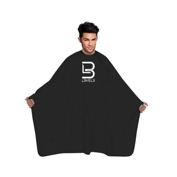 L3 Black Cape - Universal Size - Comfortable with Adjustable Neck Closure - for Barbers and Hair Stylist (2 Pack)